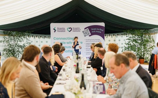 (SCF Chair of Trustees, Selina Graham addresses guests and members)